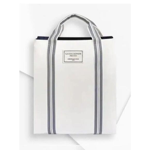 DIOR RIVIERA Le Collection Privee Canvas Tote Bag White and Gray - Picture 1 of 6